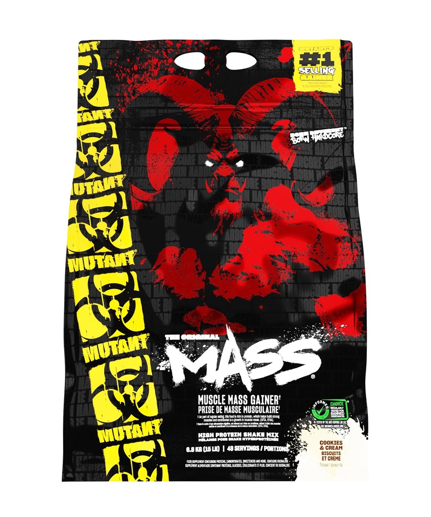 Mutant Mass Weight Gainer Protein Powder – Build Muscle Size and Strength with 1100 Calories – 56 g Protein – 26.1 g EAAs – 12.2 g of BCAAs – 15 lbs with 24 Servings – Cookies & Cream