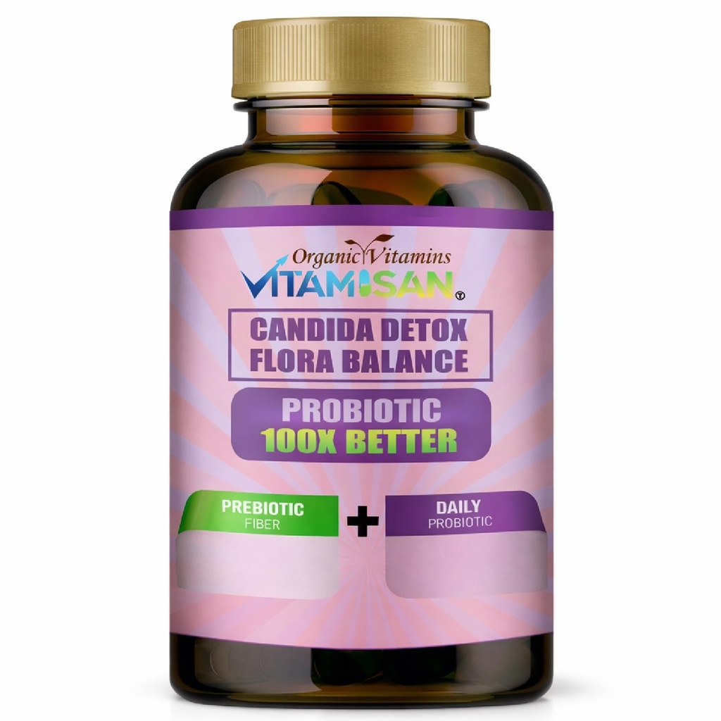 VITAMISAN Flora Balance Probiotic Support – 100 Capsules | Digestive & Gut Health Support Supplement for Men & Women | Prebiotic Fiber & Enzyme Blend | Made in USA (2)