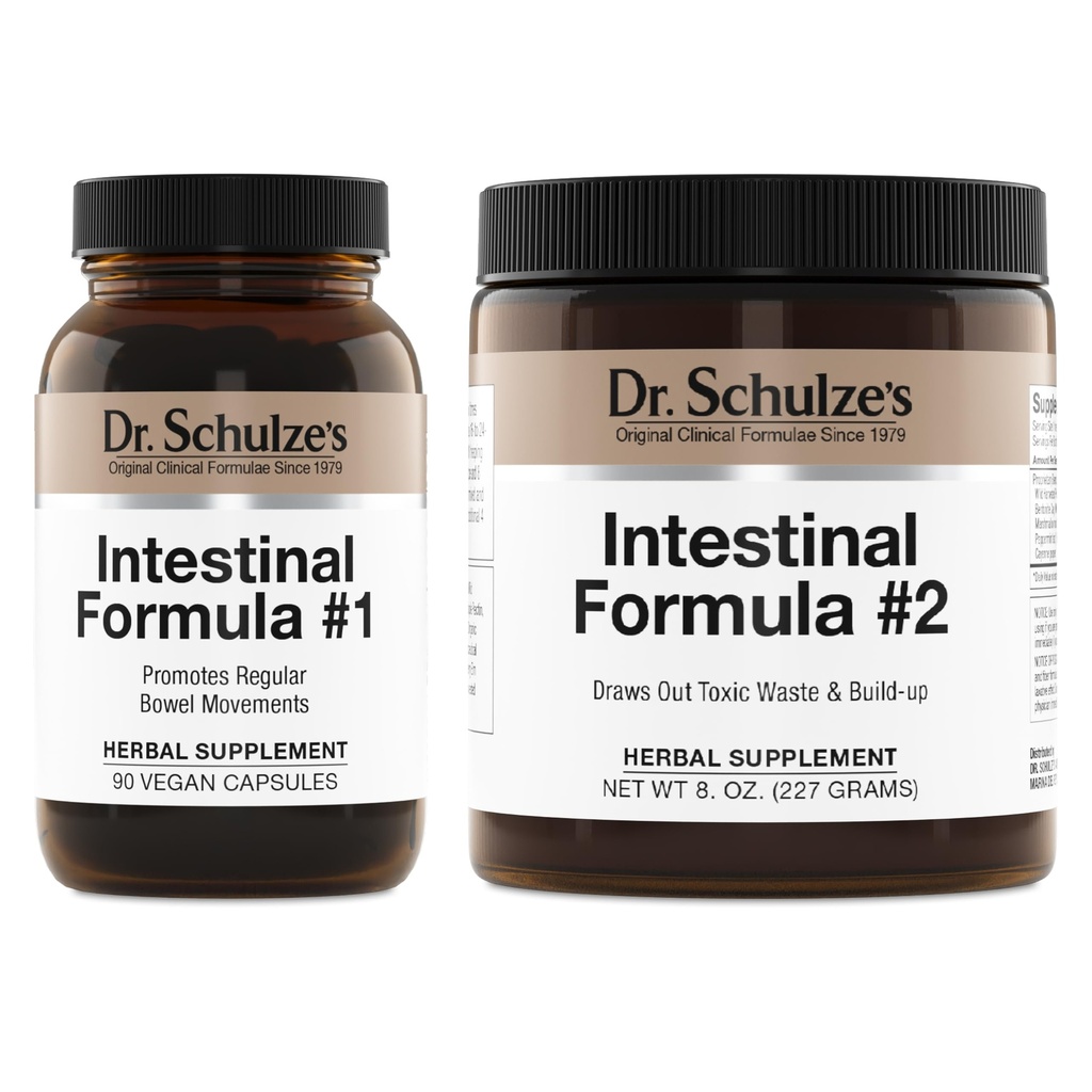 Dr. Schulze's Intestinal Formula #1 & Intestinal Formula #2 Bundle - Cleansing Supplement for Colon Health Support - Supports Daily Elimination - Bloating & Constipation Aid - Vegan
