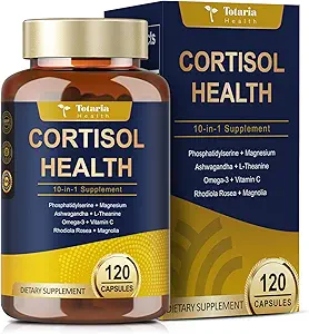 Totaria Cortisol συμπλήρωμα με Ashwagandha, Magnesium, Rhodiola Rosea, L Theanine, Hormone Ισορροπία για τις γυναίκες Mood, Εστίαση, Υποστήριξη ύπνου 120 Vegan Κάψουλες (πακέτο του 2)