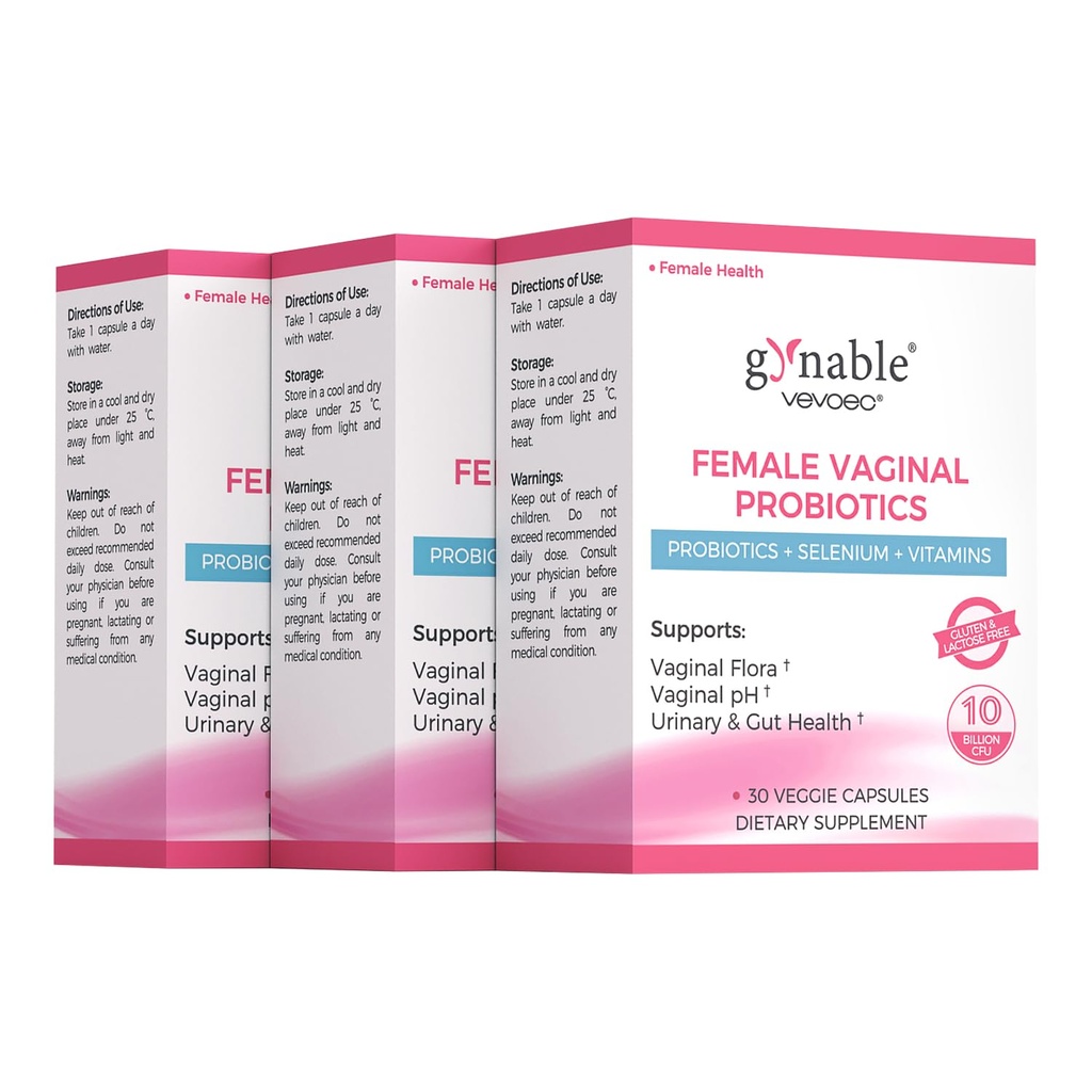 Gynable Vaginal Probiotics for Women,Female Probiotic for pH Balance with Lactobacillus 10 Billion CFU Probiotics Blend,Selenium-Vitamin D3,Promote Healthy Vaginal Odor & Vaginal Flora,90 Count