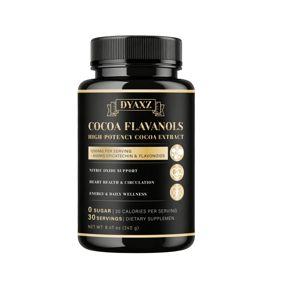 High Flavanol Cocoa Powder | 10x Concentrated Dark Cocoa Extract, Natural Flavonoids & Epicatechin, Plant-Based Superfood, Non-GMO, Vegan Friendly