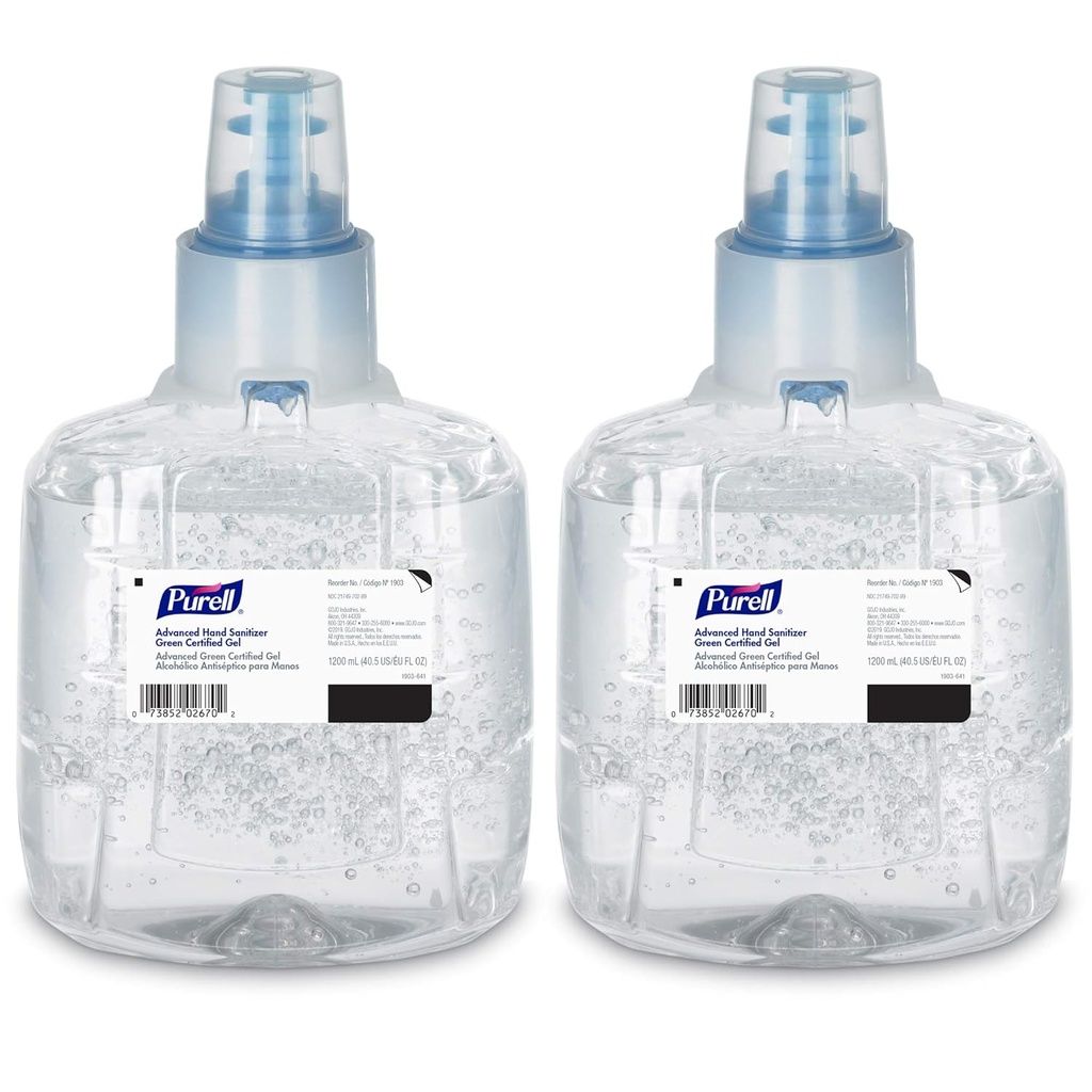 Purell Advanced Green Certified Hand Sanitizer Gel, 1200 mL Sanitizer Refill for Purell LTX Touch-Free Dispenser (Συσκευή των 2) - 1903-002