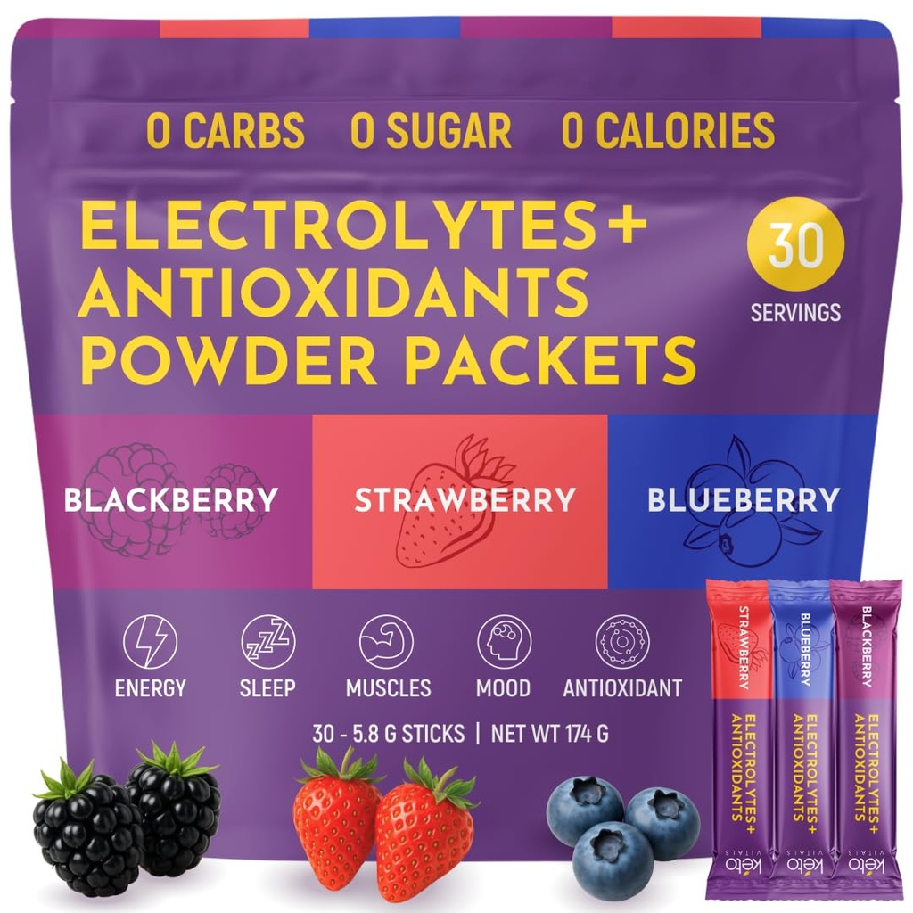 Keto Vitals Berry Electrolytes Powder Packets No Sugar 