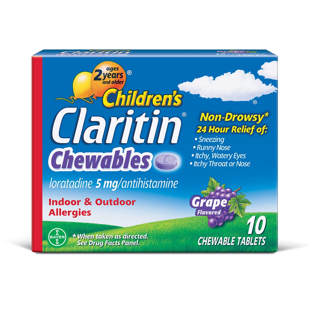 Children's Claritin 24 Hour Non-Drowsy Allergy Grape Chewable Tablet, 5 mg, 10 Count