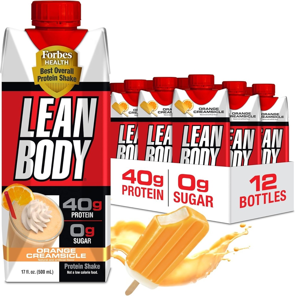 LABRADA Lean Body Ready-to-Drink Orange Creamsicle Protein Shake, 40g Protein, Whey Blend, 0 Sugar, Gluten Free, 22 Vitamins & Minerals, 17 Fl Oz (Pack of 12)