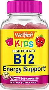 WellYeah Βιταμίνη B12 Gummies για τα παιδιά - Ενίσχυση της ενέργειας, βελτίωση της λειτουργίας του εγκεφάλου, και ενίσχυση του ανοσοποιητικού συστήματος - μη-GMO, γλουτένη-ελεύθερο - Μεγάλη γεύση Berry Flavor - εύκολο να μασήσει - 60 Gummies