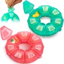 Round Weekly Pill Organizer, TPU Rubberized, Travel Pill Container 7 Ημέρα, με 7 μεγάλα διαμερίσματα, χαριτωμένο θήκη χάπι με μεγάλα γράμματα και Braille (2 τεμ Green Rose)