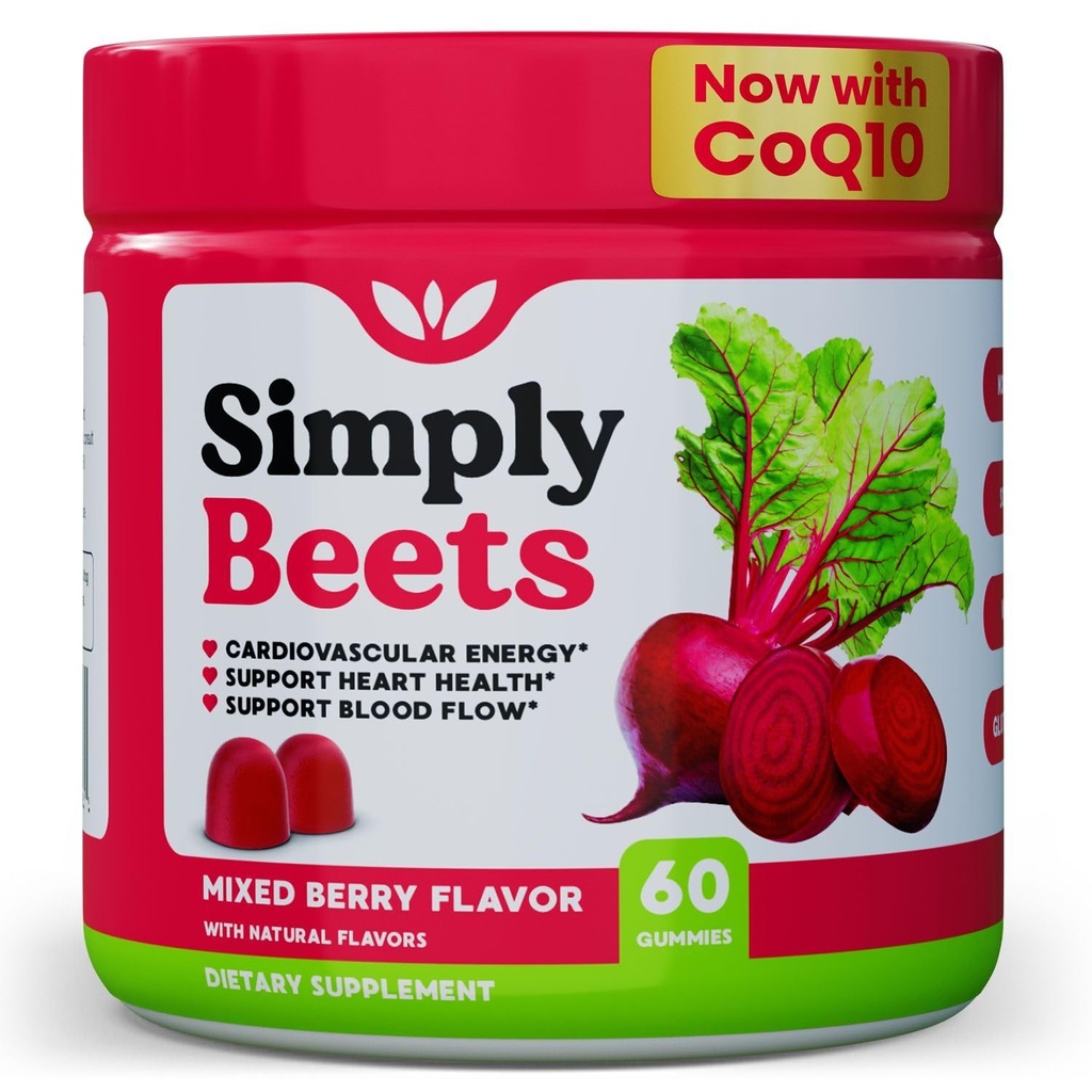 Κοτόπουλα τεύτλων με CoQ10-Nitric oxide & Energy Support-Non-GMO Beetroot Powder & Grape Seed Extract- Φυσικό μεικτό άρωμα μούρου-60 Count