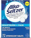 Alka- Seltzer Heartburn + Πόνος Αναβράζοντα Aspirin + Αντιόξινα δισκία, Fast Heartburn Relief and Acid Indigestion Relief, Pain Relief with Aspirin, 72 Ct