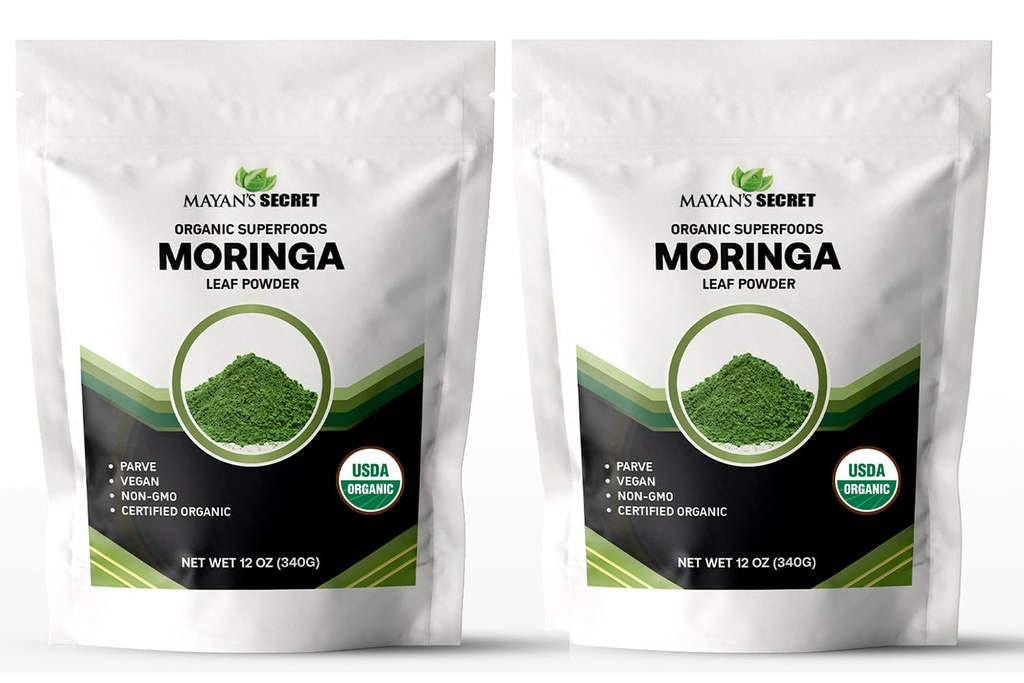 Mayan's Secret - Pure Moringa Powder Organic 12oz, Superfood for Energy & Immunity | Non-GMO, Vegan, Gluten-Free