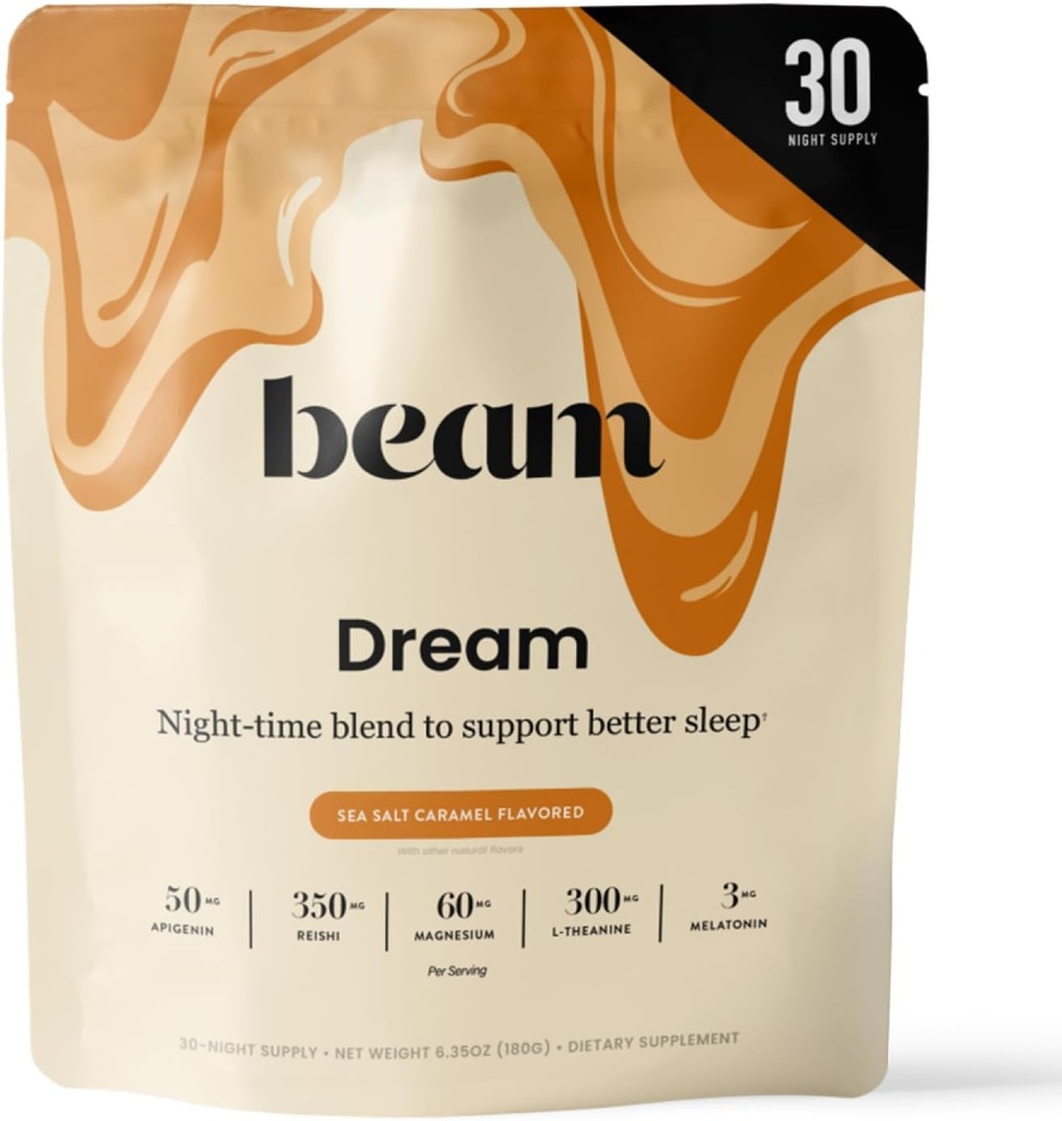 Beam Dream Sleep Powder, L-Θεανίνη, Apigenin, Reishi και Μαγνήσιο, Third Party Tested Natural Sleep Aid & Sleep Supplement for Deep Sleep, Relaxation and Recovery, Natural Sleep Support, 30 Services