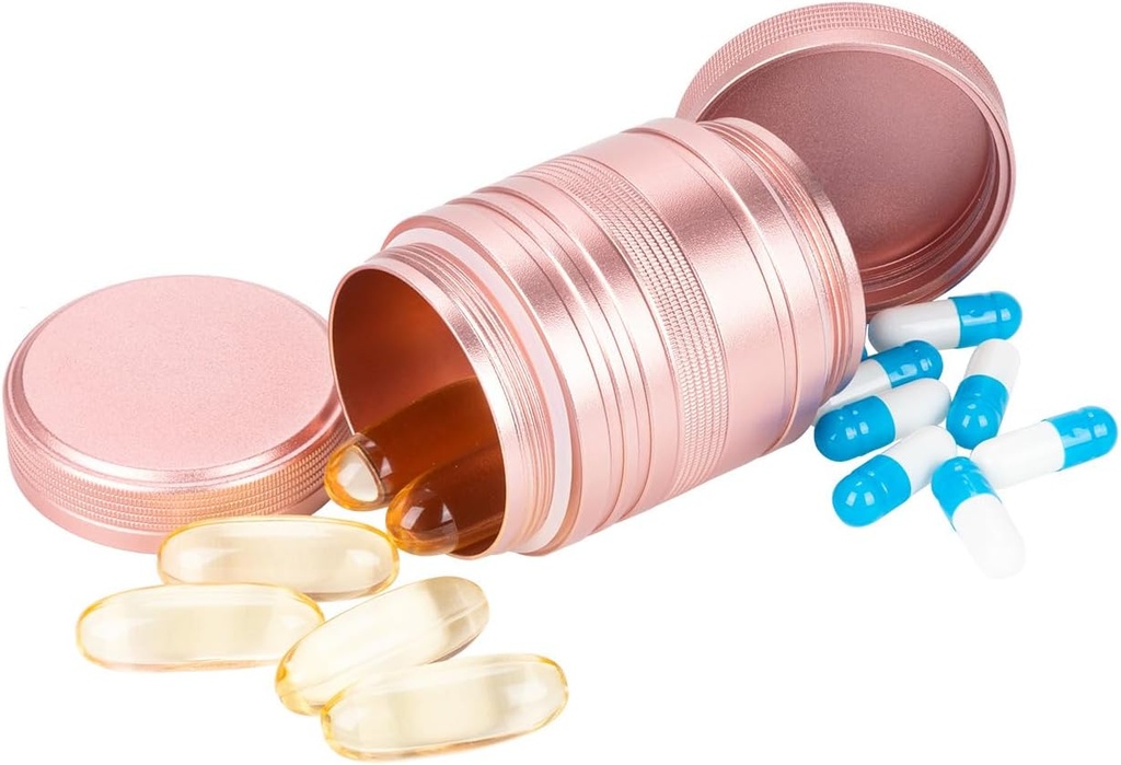 Μεταλλικό Χάπια Κουτί Χάπια Υπόθεση 2 φορές την ημέρα - Daily Pill Container Φορητό Κάτοχος Ταξιδιωτικής Ιατρικής για Pocket Purse Medicine Οργανωτής για Βιταμίνη / Fish Oil / Συμπληρωματικά