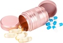 Metal Pill Box Pill Case 2 Times a Day - Daily Pill Container Portable Travel Medicine Holder for Pocket Purse Medicine Organizer for Vitamin/Fish Oil/Supplements
