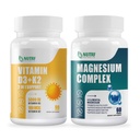 Vitamin D3 K2 with MCT Oil 90 Softgels & Magnesium Breakthrough Complex Supplement | Bone, Heart, Muscle & Nervous System Support - Non-GMO
