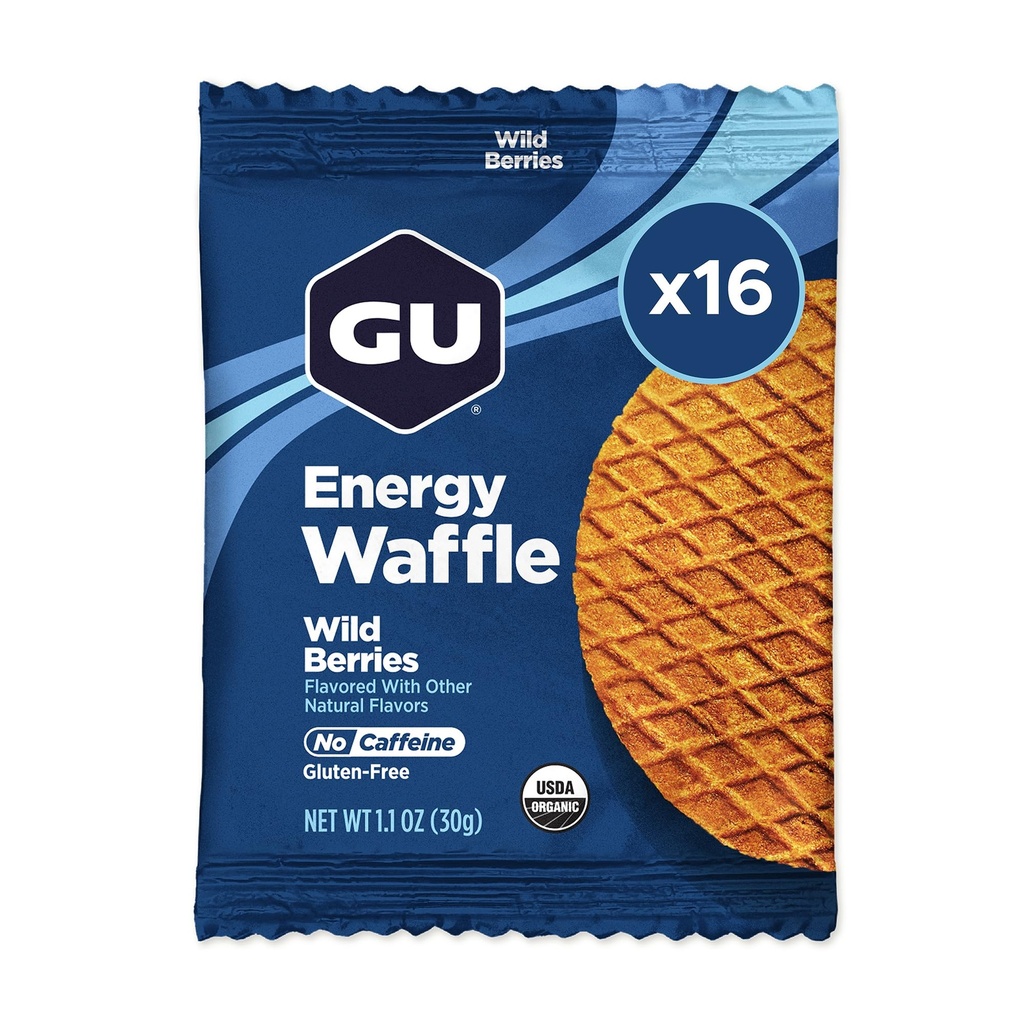 GU Energy Stroopwafel Wild Berry Sports Nutrition Waffle, Caffeine-Free, Gluten-Free, and Kosher dairy On-the-Go Energy for Any Workout, 16 Count