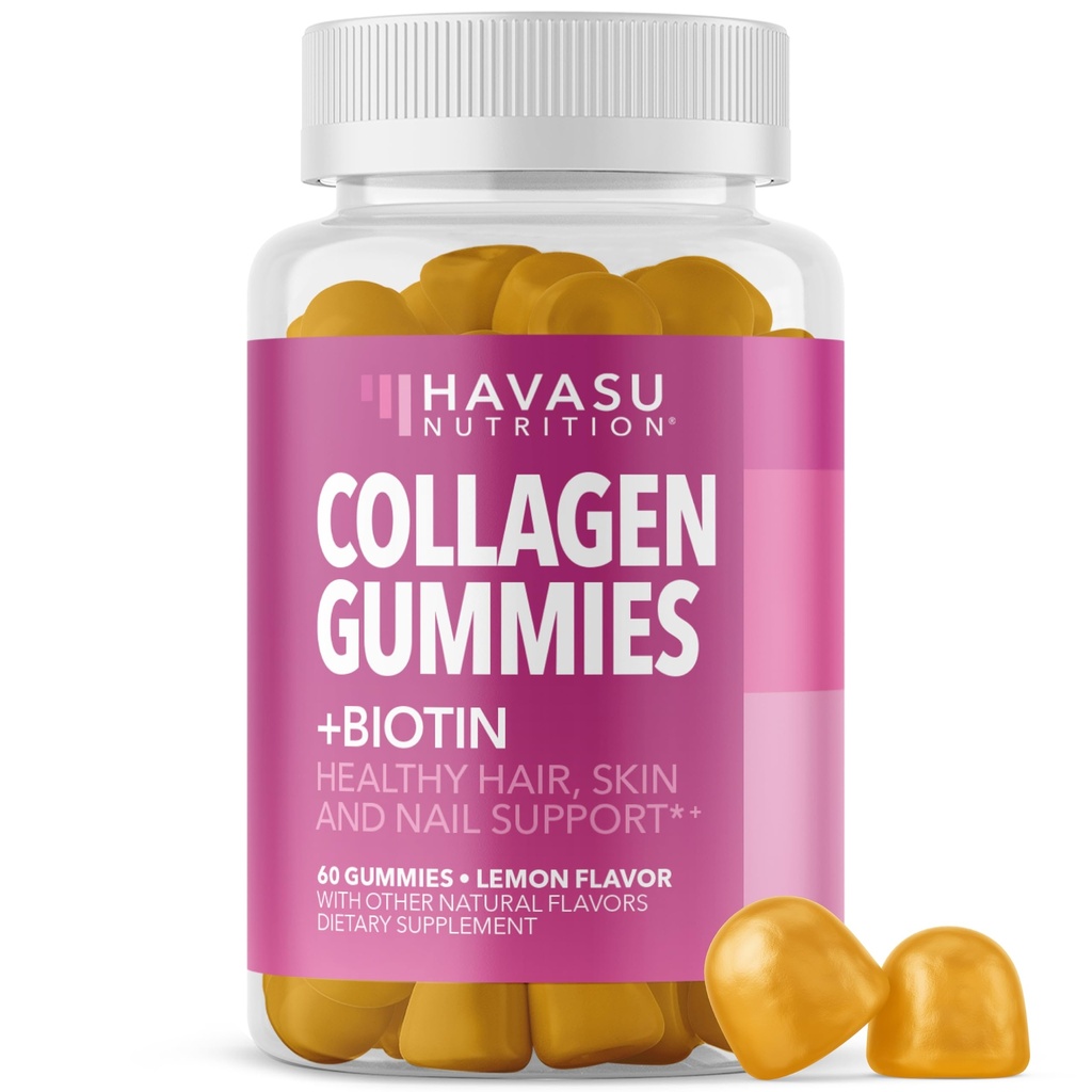 Κολλαγόνο Gummies για γυναίκες και άνδρες με 2500mcg Βιοτίνη, ψευδάργυρος, βιταμίνη C & E - Υδρολυμένοι Gummies κολλαγόνου για μαλλιά, δέρμα & νύχια Υποστήριξη - Βιοτίνη και κολλαγόνο Gummies - Λεμόνι Γεύση - 30 Σερβιέτες