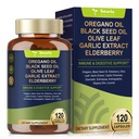 Totaria Oil of Oregano with Black Seed Oil Capsules High Absorption with Garlic,Olive Leaf,Quercetin,Black Pepper and More Supplement for Women and Men Immune Support Digestive Health 120 Counts