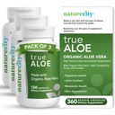 NatureCity TrueAloe Organic Aloe Vera Capsules - Supports Digestive Balance, Joints and Stomach Comfort - Plant-Based Aloe Barbadensis Powder - Easy-to-Swallow Single Ingredient Formula - 360 Caps