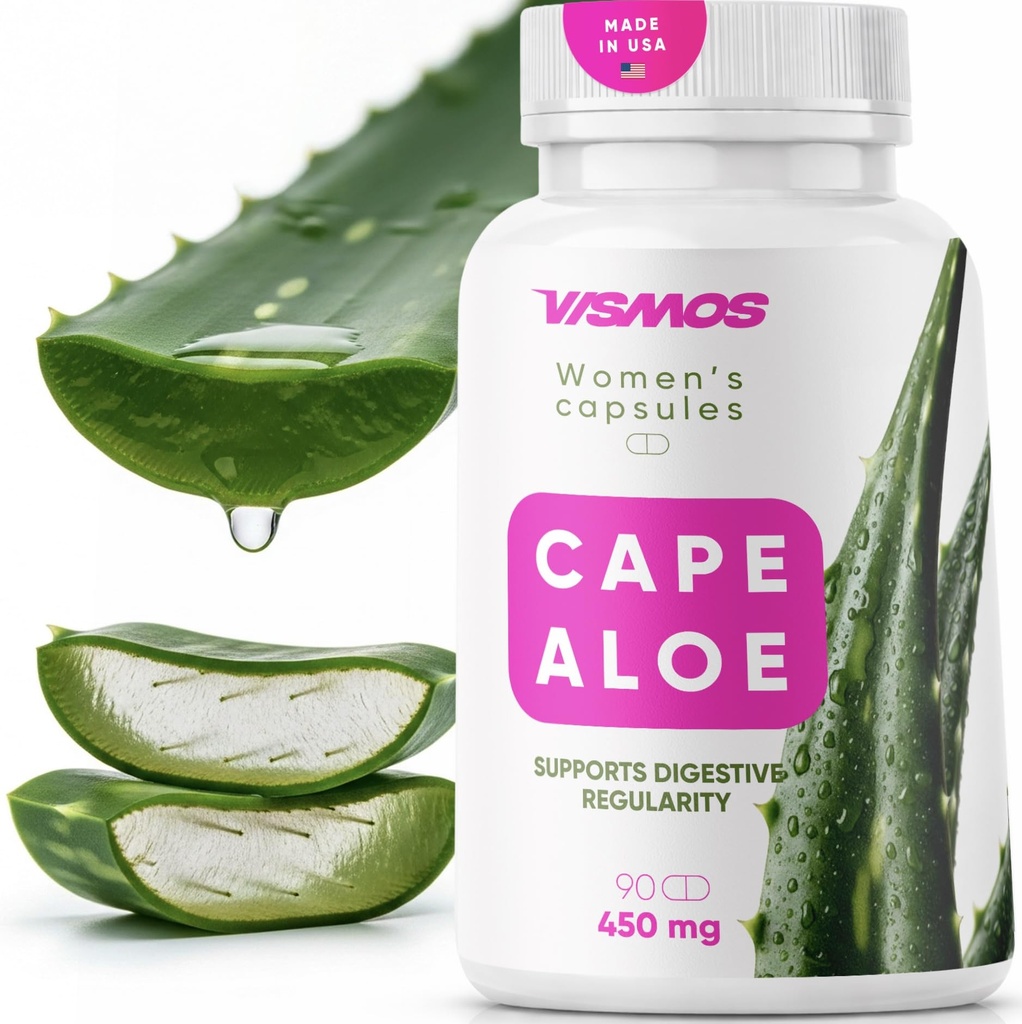 Cape Aloe Vera Capsules for Women 450mg (90 Capsules) – Natural Laxative & Daily Detox Cleanse for Gentle Constipation Relief & Gut Health Support – Aloe Ferox Leaf Powder - Made in USA