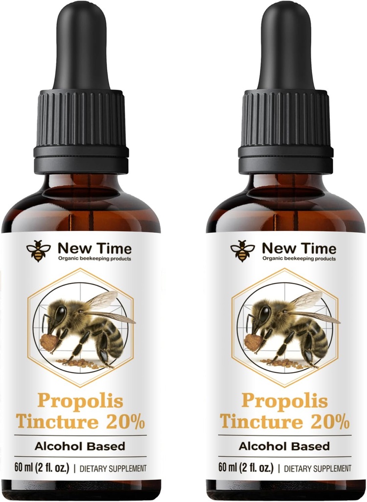 2 Pack Propolis Extract 20% – 2 Pack (Total 4 fl oz) Alcohol-Based Liquid Drops – Natural Bee Product for Immune Support, Antioxidant Protection & Respiratory Wellness