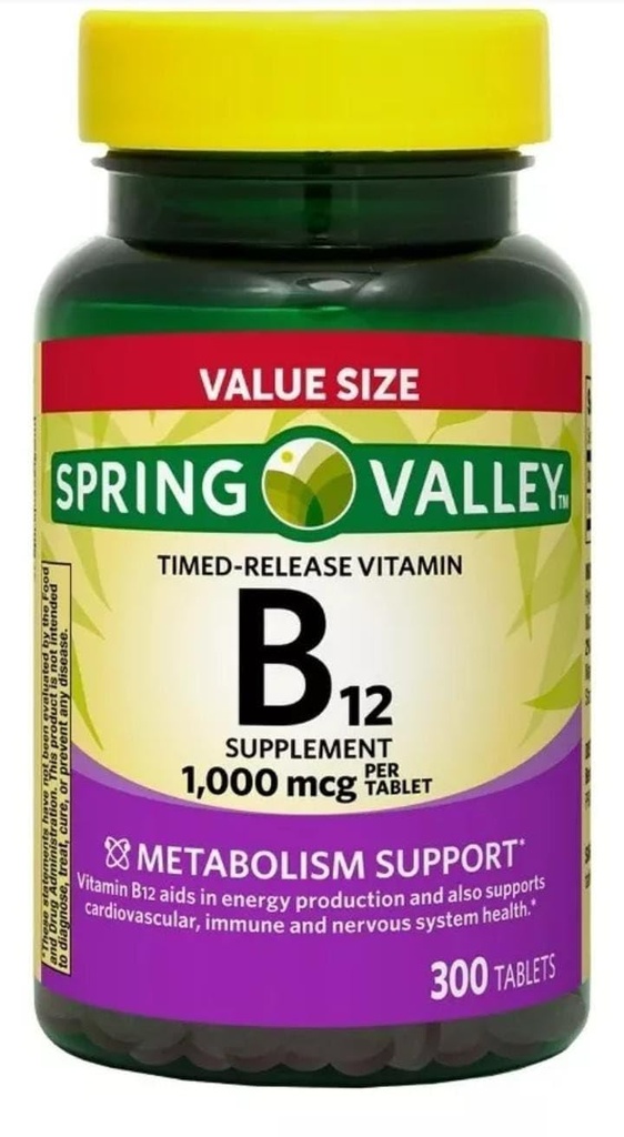 Spring Valley, Extended Release Vitamin B12, 1,000 mcg, 300 Tablets