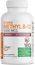 Bronson Methyl B12 5000 mcg Βιταμίνη B12 Methylcobalamin Ενέργεια & Υποστήριξη εγκεφάλου, 180 Lozenges