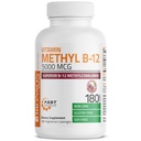 Bronson Methyl B12 5000 mcg Βιταμίνη B12 Methylcobalamin Ενέργεια & Υποστήριξη εγκεφάλου, 180 Lozenges