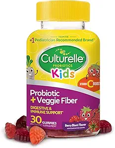 Culturelle Kids Daily Probiotic Packets 30ct + Veggie Fiber Gummies Digestive & Immune Health Support