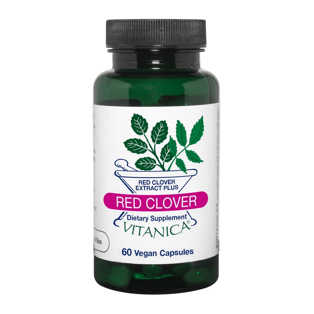 Vitanica Red Clover Blossom and Leaf Extract 500mg with 8% Isoflavones, Plus 175mg Blossoms, Menopause Relief Support for Women, 2 Month Supply, Non-GMO, Gluten Free, Vegan Supplement, 60 Capsules
