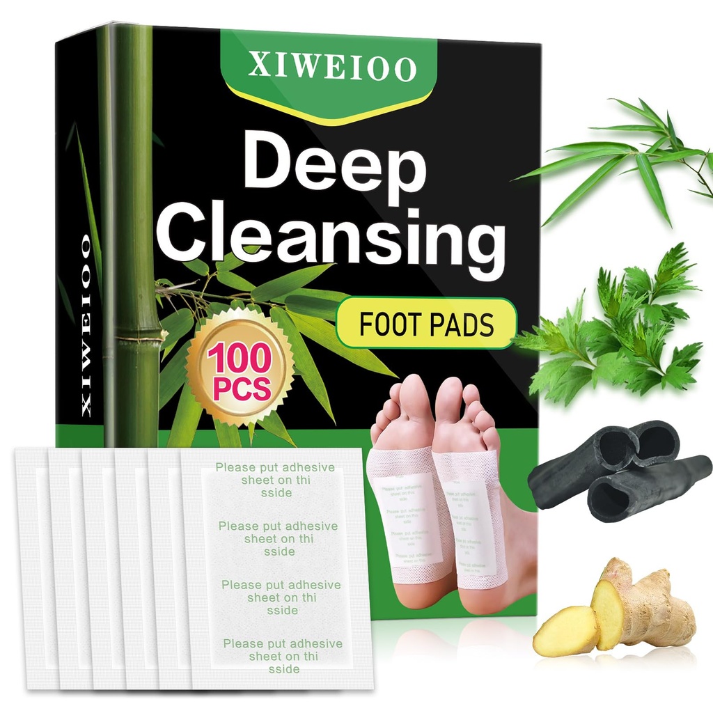 100 Foot Pads Natural Bamboo Vinegar Gingerr | Deep Cleansing Foot Paches for Stress Relief for Stress Relief, Better Rest, Feet Health Patches, Relaxing Muscles christmas gifts for women