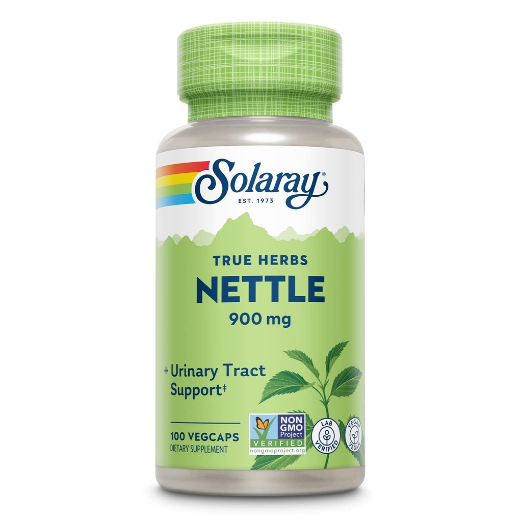 SOLARAY Nettle Leaf 900 mg, Vegan Supplement for Urinary Health and Kidney Support, Prostate Health and Respiratory Wellness, Non-GMO, 50 Servings, 100 VegCaps