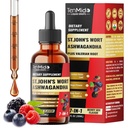 St Johns Wort Tincture - Liquid Herbal Extract Supplements - 7in1 with Ashwagandha, Valerian, Lemon Balm, Hops Flower, Holy Basil, Rhodiola Rosea - 30ml 1 Fl Oz