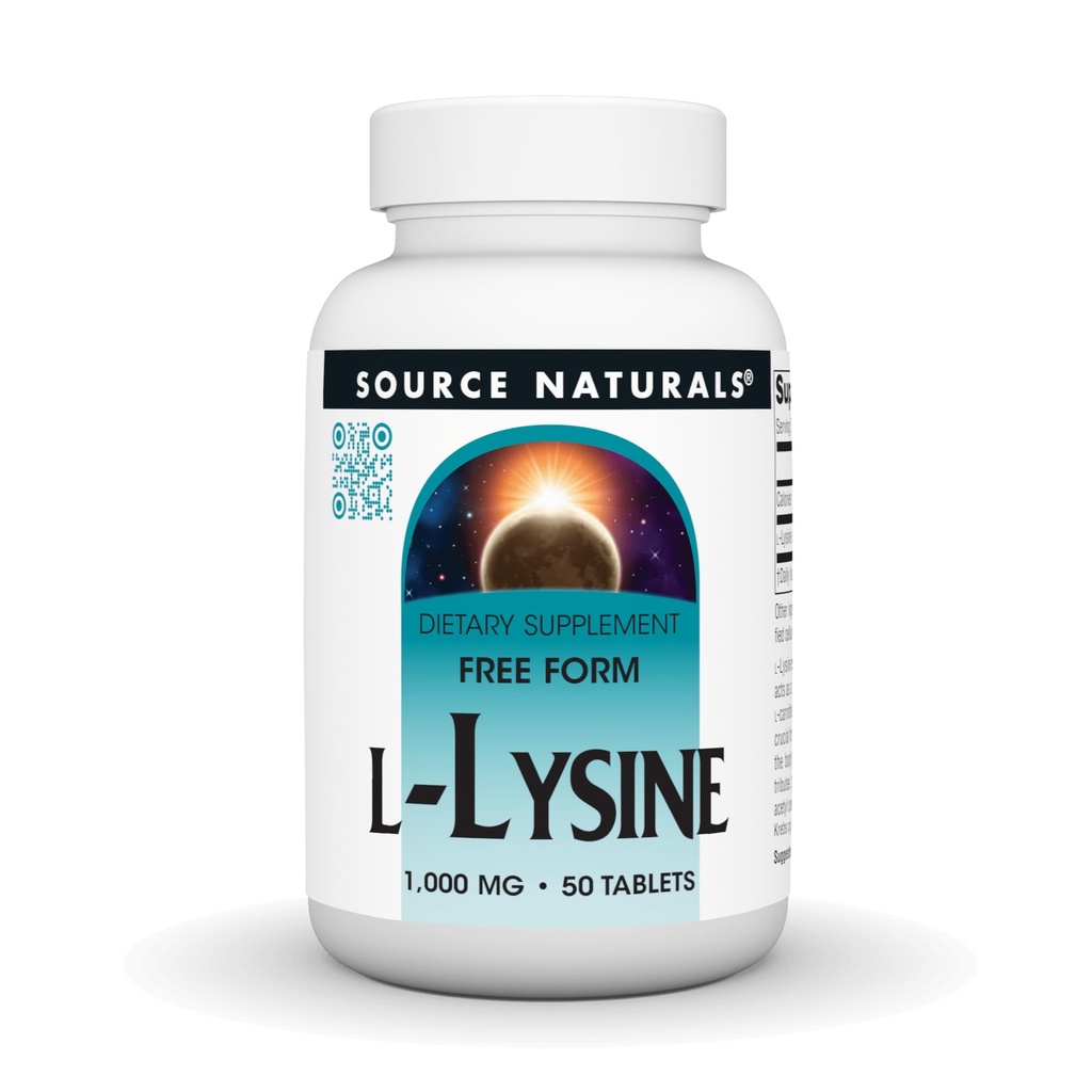 Source Naturals L-Lysine Free Form, 1.000 mg - Συμπλήρωμα αμινοξέων Υποστηρίζει την ενέργεια και το σχηματισμό του κολλαγόνου* - 50 δισκία