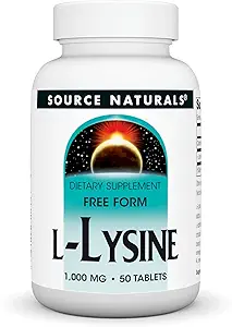 Source Naturals L-Lysine Free Form, 1.000 mg - Συμπλήρωμα αμινοξέων Υποστηρίζει την ενέργεια και το σχηματισμό του κολλαγόνου* - 50 δισκία