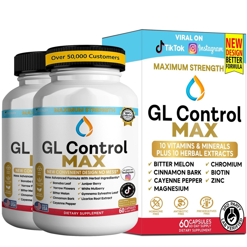 GL Control MAX Dietary Supplement, 60 Capsules, with Cinnamon Bark, Banaba Leaf, Gymnema Sylvestre, Cayenne Pepper (2)