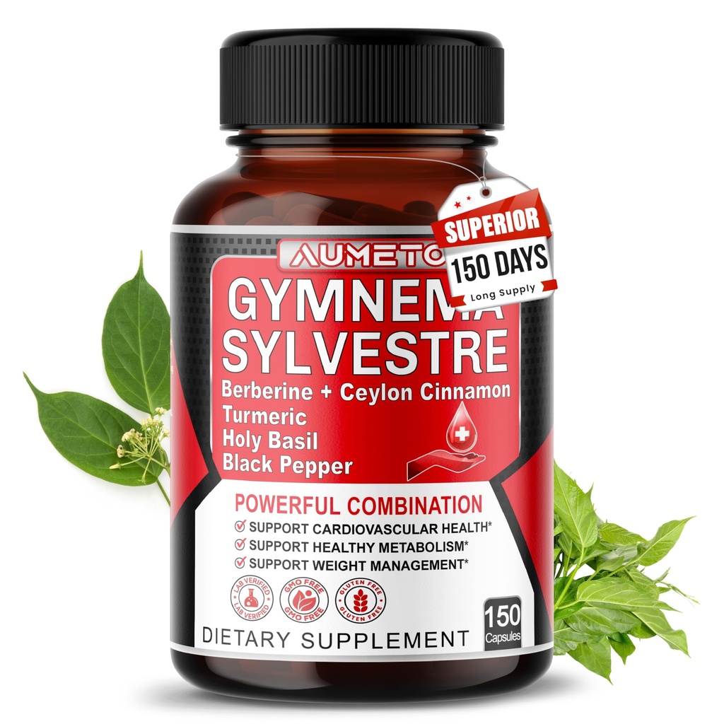 Ultra Gymnema Sylvestre Supplements - Enhanced with Berberine Ceylon Cinnamon Holy Basil for Optimal Immunity, Pancreatic & Circulatory Function