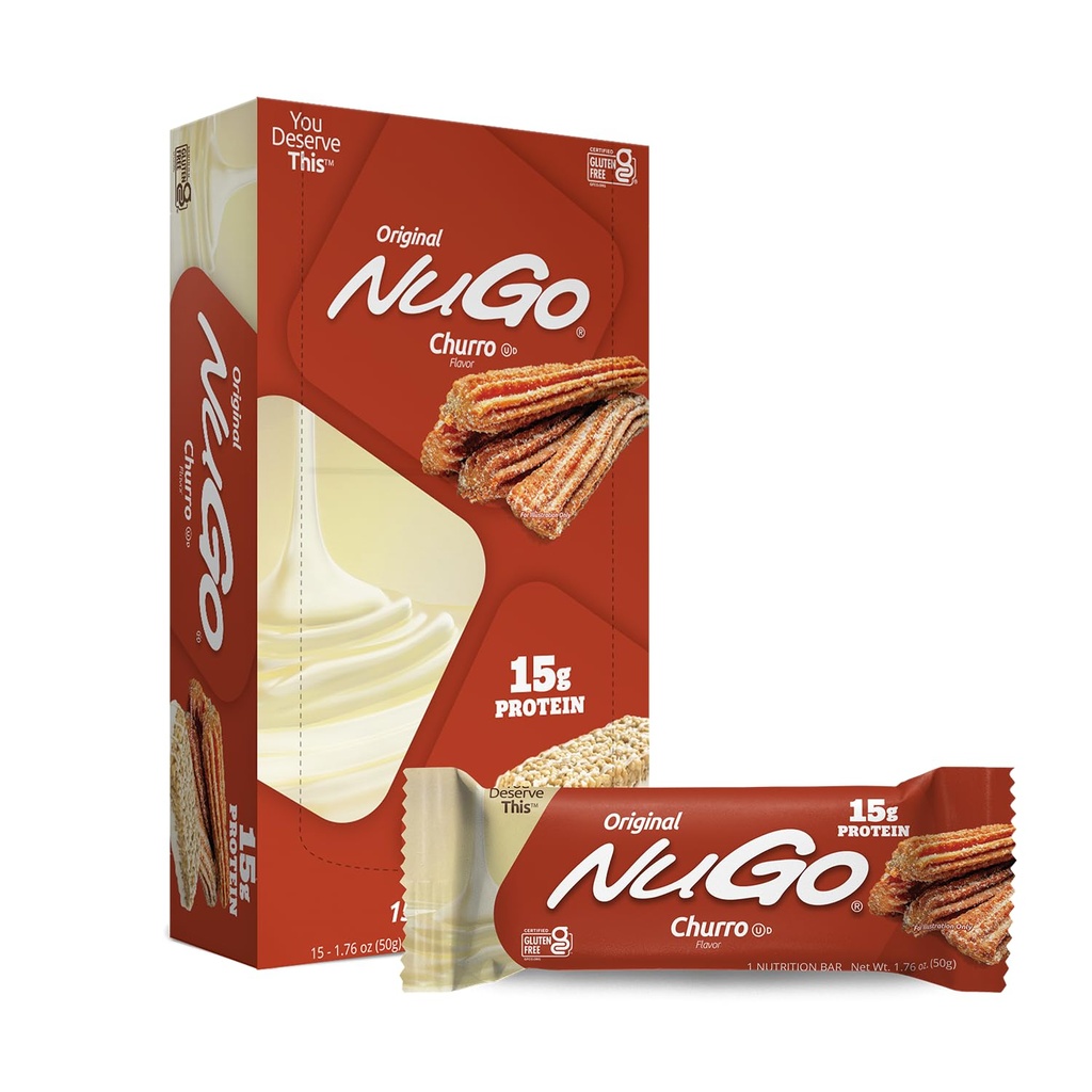 NuGo Protein Bar, Churro, 11g πρωτεΐνη, χωρίς γλουτένη, 15 μέτρα