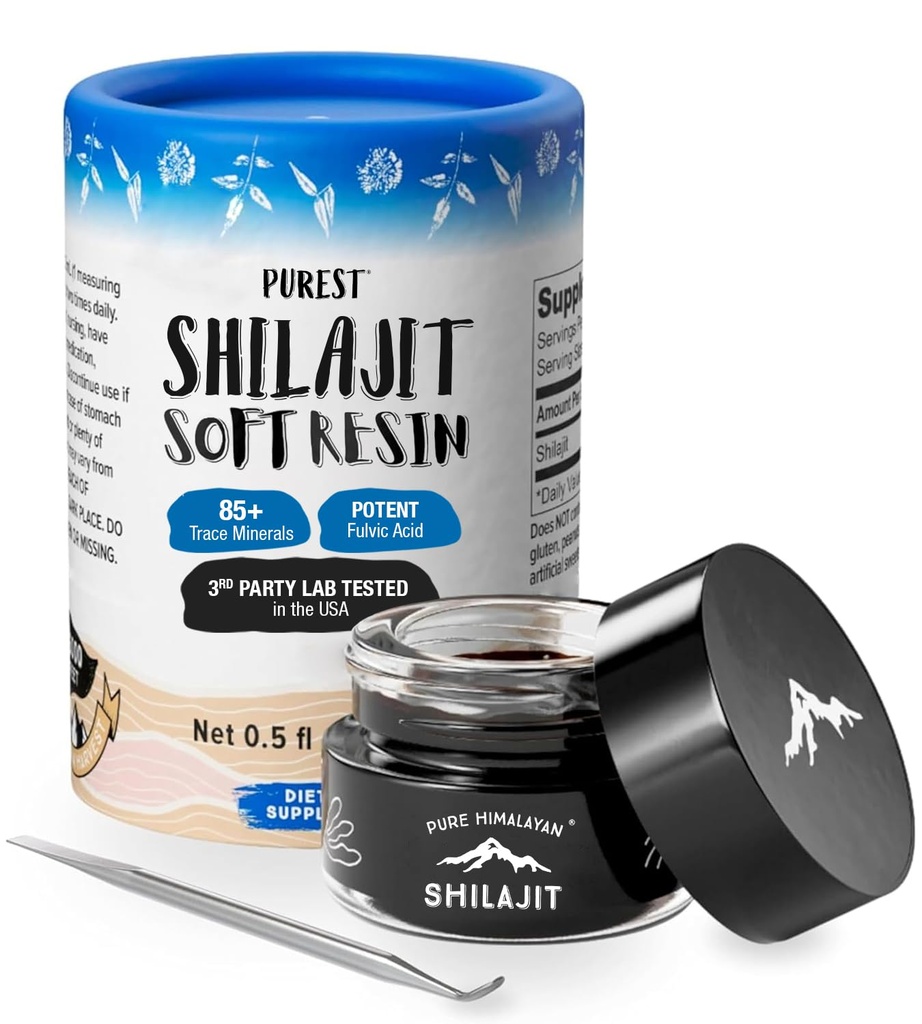 Pure Himalayan Shilajit | 100% Pure Natural Shilajit Grade A Max Potency 85+ Trace Minerals & Fulvic Acid | 3rd Party US Lab Tested | Soft Resin | 15g (15ml)