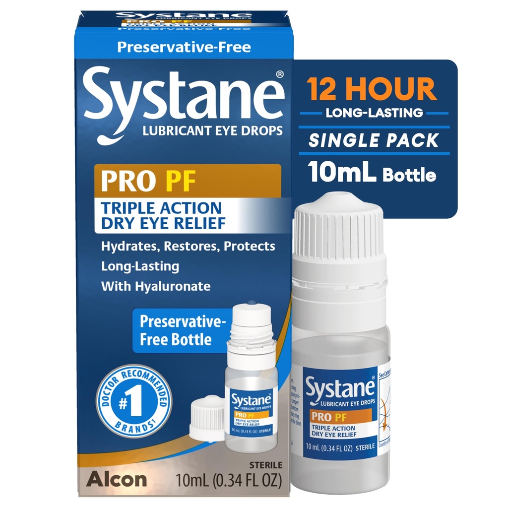 Systane PRO Preservative Free Eye Drops, 12 Hour Dry Eye Relief, 0.33 Fl Oz