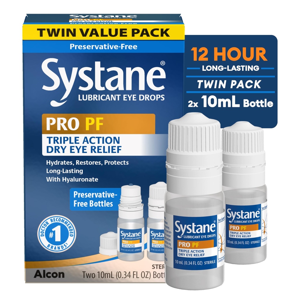 Systane PRO Preservative Free 12 Hour Dry Eye Relief, 0.33 Fl Oz, 2 Pack