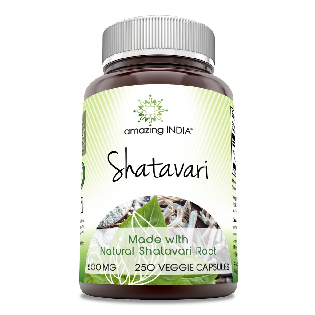 Καταπληκτική Ινδία φυσικό Shatavari 500 Mg ανά υπηρεσία 250 κάψουλες λαχανικά συμπλήρωμα 