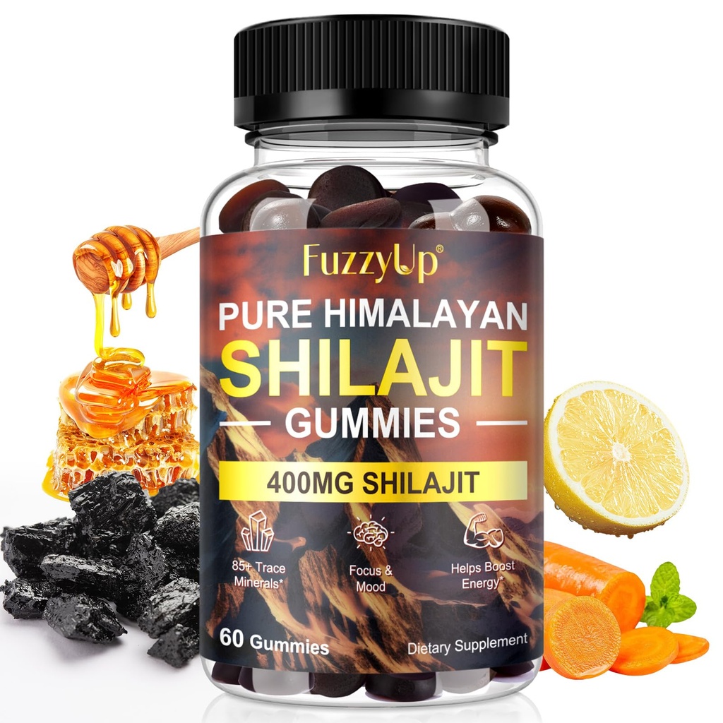 Shilajit Gummies, 60 Count, Himalayan Shilajit for Men and Women, Contain 85+ Trace Minerals, Non-GMO, Natural & Organic, Helps Boost Energy, Focus & Mood, Immune Support