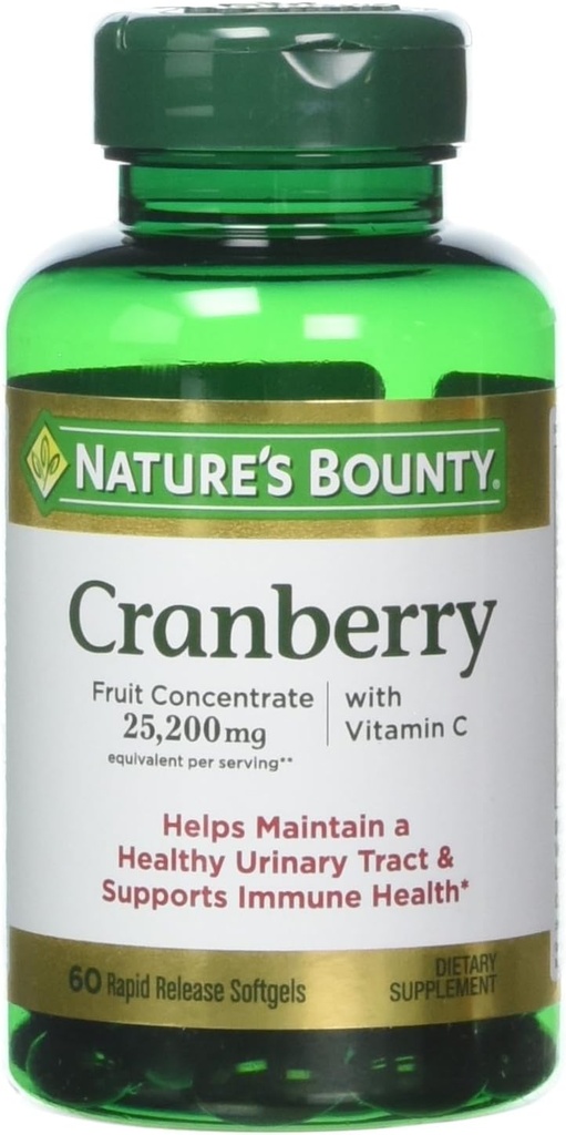 Nature's Bounty Cranberry with Vitamin C, 25,200 mg, 60 Softgels (Pack of 3)