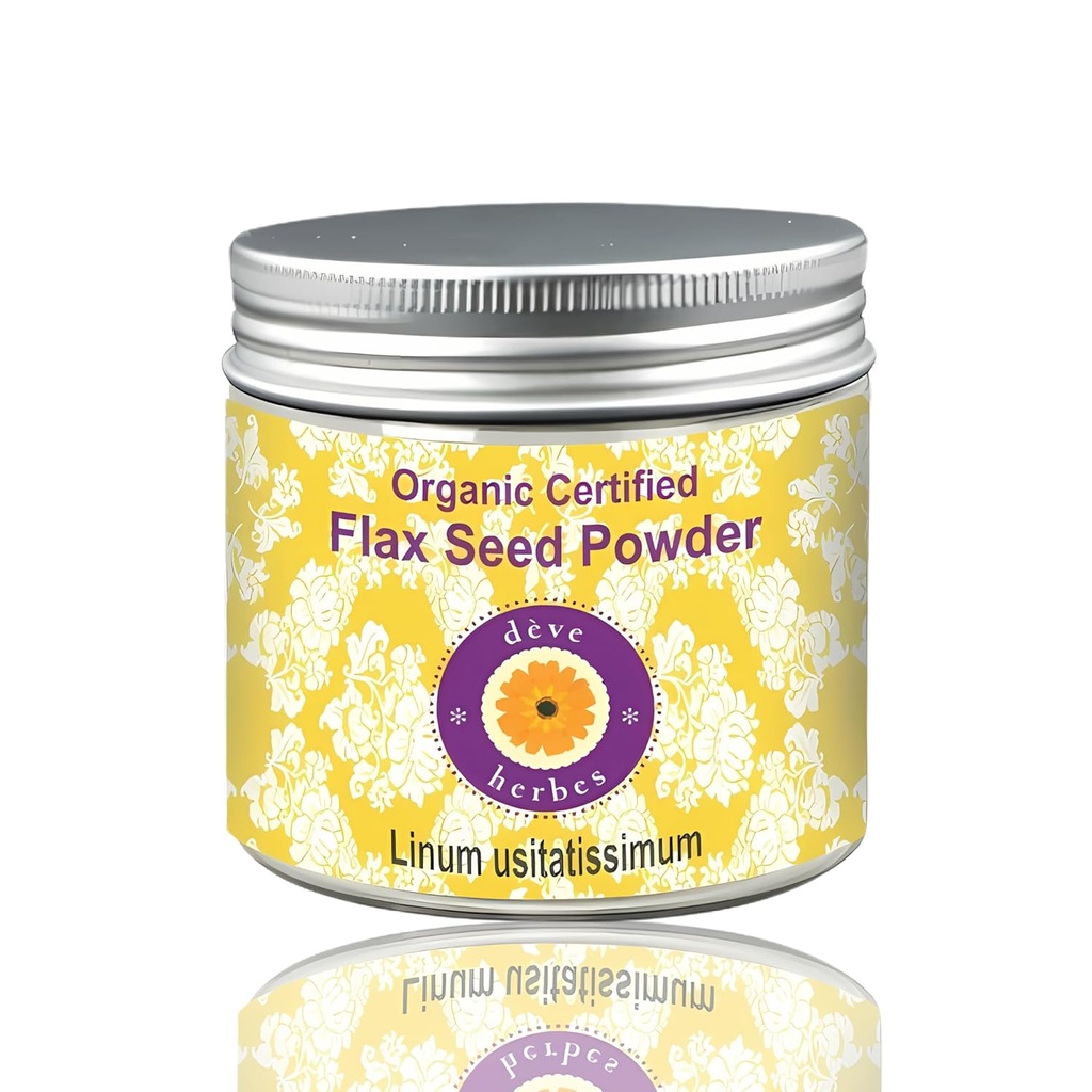 Deve Herbes Pure Flax Seed Powder (Linum usitatissimum) Βιολογικά πιστοποιημένα Φυσική Θεραπευτική Βαθμός 100 gm (3, 5 oz)