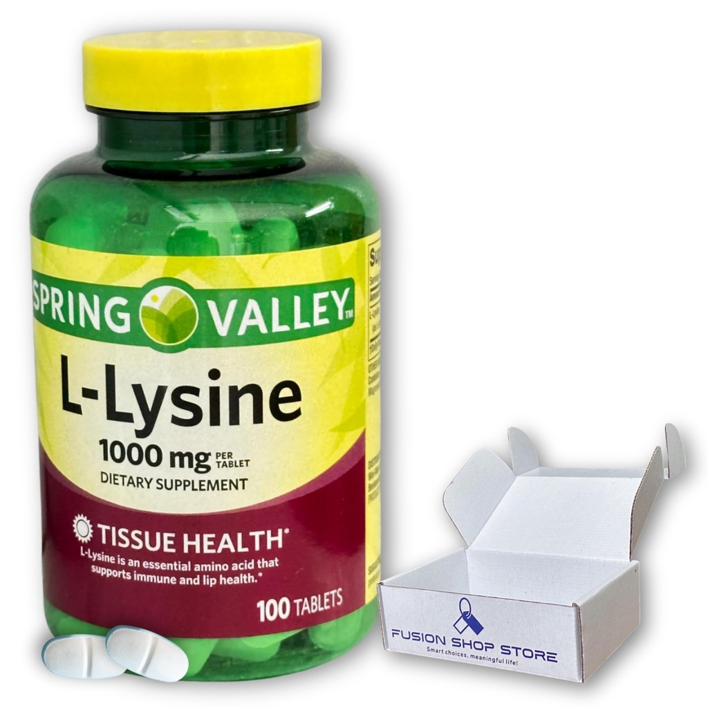 L lysine 1000mg- Essential Amino Acid Tablets, 100ct (Pack of 1), Boxed By Fusion Shop Store