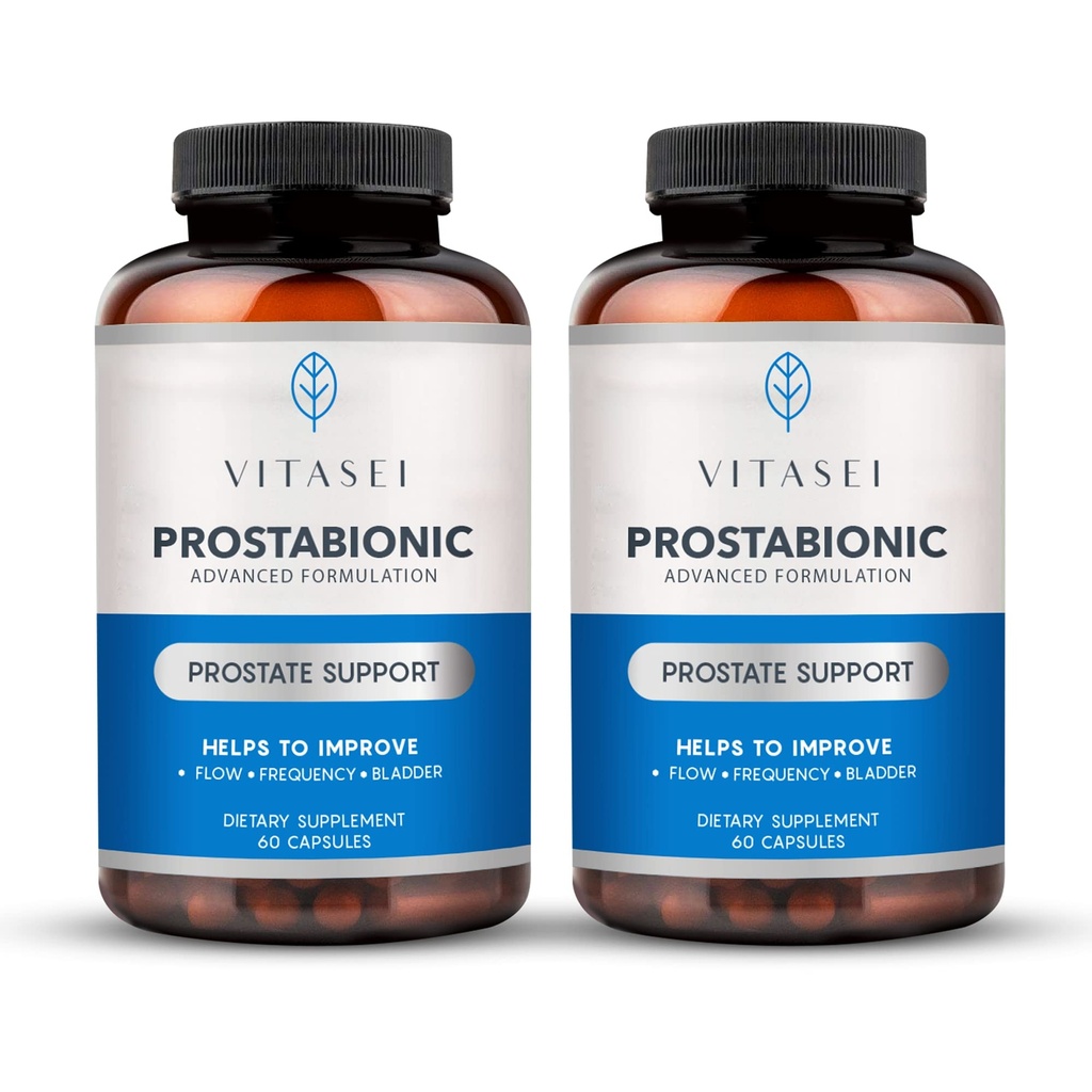 VITASEI Prostabionic with Graminex, Saw Palmetto, Pygeum Africanum - Bladder Control and Prostate Supplements for Men - 60 Capsules (Pack of 2)