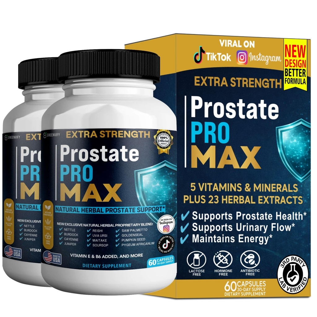 Prostate Pro Max, Natural Herbal Support Supplement, 60 Capsules, 30-Day Supply (2)