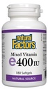 Natural Factors, Mixed Vitamin E 400 IU, Antioxidant Support for Cardiovascular and General Health, 180 softgels (180 servings)