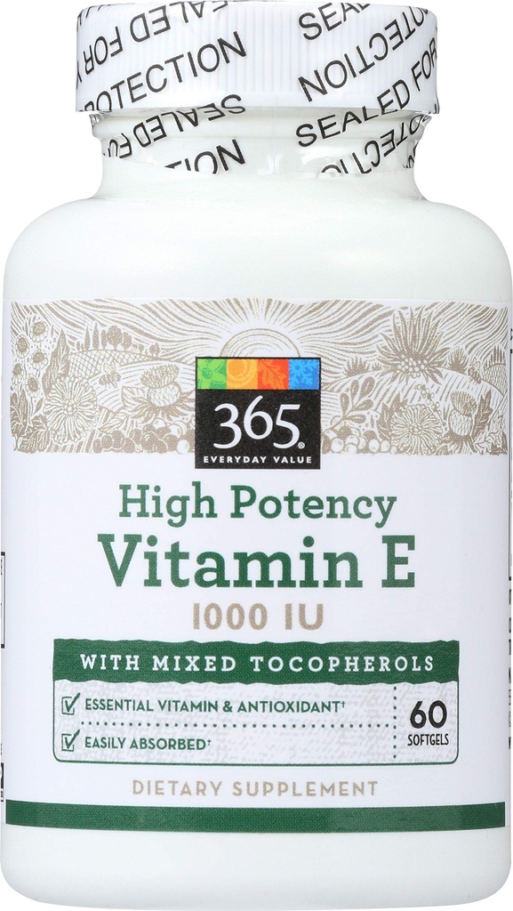 365 by Whole Foods Market, High Potency Vitamin E 1000 IU, 60 Count